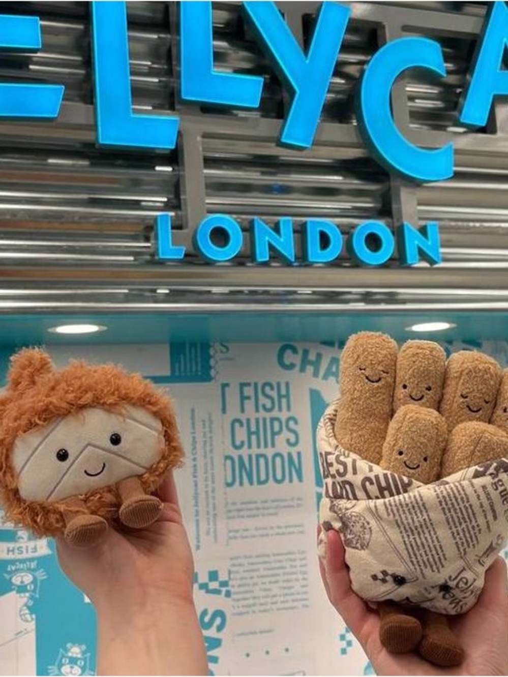 Jellycat Brown Plush Fish & Chips Toy Set